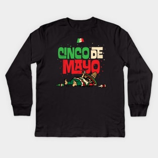 Cinco De Mayo May 5 Drunk Mexican Flag T-Shirt Kids Long Sleeve T-Shirt